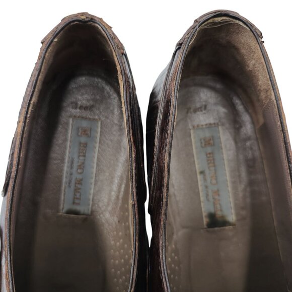 Vintage Crocodile Bruno Magli Italy Mens 13M Brown Dress Shoes Luxury Oxfords - Picture 6 of 13